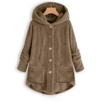 Ženski zimski kaputi s kapuljačom modne odjeće Ležerne toplo nejasne fleke Sherpa jakne Zip up dukseve plus veličine Plišani vrhovi s kapuljačom s džepovima s džepovima