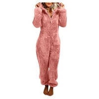 Žene Oneyes Fluffy Fleece Tumceuits Spavaće odjeće Plus veličine Kapuljača Pidžame za odrasle zimske