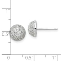 Sterling Silver Rodium PAVE CZ CUBIČKA ZIRCONIJA simulirani dijamantski umetnuti na minđuše mjere 9,1x širine