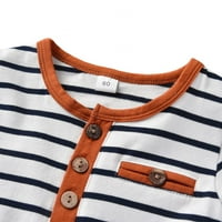Dojenčad za djecu Djevojke Jednostavne dugih rukava okrugla Cardigan Striped Jacket + pantalone postavljene