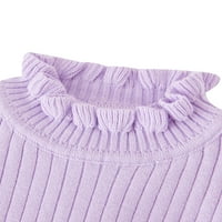 Groanlook Kids Loomi zima topli pleteni džemperi Pleteni rebrani pulover Početna Visoki vrat The White