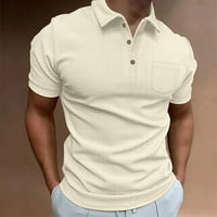 Muške mišićne polo majice Slim Fit s kratkim rukavima V recle pletene golf T-majice rebrasti pletene