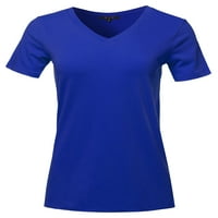 A2Y ženska osnovna čvrsta premium pamučna kratka rukava V-izrez T majica TEE svijetla plava 1xl