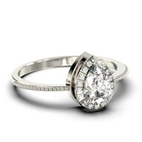 Art Deco 1. Carat Vintage Pear Cut Diamond Moissite Angažman prsten, vjenčani prsten u 10k čvrsto bijelo zlato, poklon za njen oblog prstena