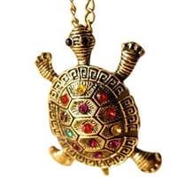 Vintage kristalna legura kornjača Privjesak ogrlica s dugim lancem Džemeter ogrlice nakit pokloni