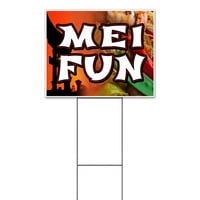 Mei zabavni dvorišni znak, uključuje udio metalnog koraka