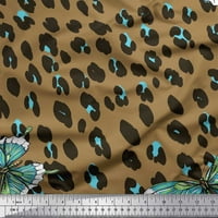 Soimoi Brown Poly Georgette Tkaninski umjetnički insekt i leopard Životinjski kožni tkanina od dvorišta široko