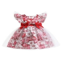 Eleluny Kids Girls Rose Tulle Tutu princeza haljina Vjenčanje Formalna kugla haljina crvena 6-7t