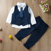 Lamuusaa Baby Boys Gentleman odijela, TUXEDO SPATCOAT + kravata + majica + hlače odijela, pantalone s dugim rukavima