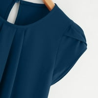 Plus veličine za žene Dression Chiffon Solic Thifs Thirts Crewneck Petal rukava Tunika vrhova ljetne labave bluze