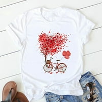 Ženske košulje s kratkim rukavima za uklanjanje valentinova ljubavi srca cvjetni mekani tiskani majica