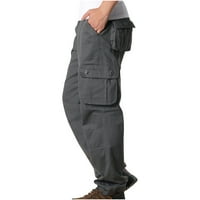 Muške hlače Slim Fit Multi džepovi Solid Color patentni dugme Gumb Elastična struka Ležerne prilike