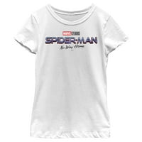 Djevojka je Marvel Spider-Man: Nema šanse Home Logo Bijeli grafički tee bijeli medij