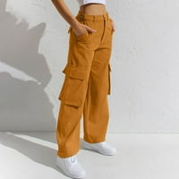 Neugodne duge pantalone s više džepova traperice casual pantalone Jean pantalone za žene sječe traper