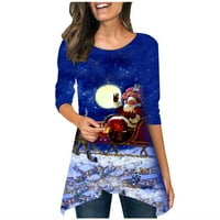 Božićne tunike za žene dugih rukava s dugim rukavima Veliki slatki snjegović tunike za ispis Smiješne grafike Nepravilne haljine bluze
