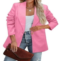 Beiwei Dame Slim Fit u jednom gumbu Blazers dugih rukava carstganska jakna rever radne poslovne jakne ružičaste s