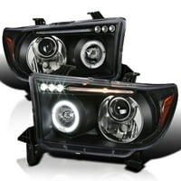 Spec-D TUNING LED halo Projektor Farovi glave lampe Crne kompatibilne sa 2007 - Toyota Tundra, 2008