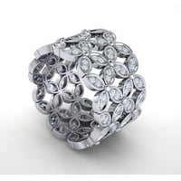 Pravi 1CT okrugli rez Diamond Prong Fancy Flower Wedding Weddity Band Ring Bridal Golivers Solid 18K