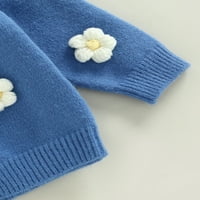 GENUISKIDS TODDLER Kids Girl Knitting Cardigan Baby Girl 3D cvjetni dugi rukav za zatvaranje kaputa Spring Falls Tops 1-6t