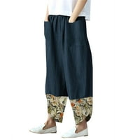 Gathrrgyp Womens plus veličine pantalone, povremeni pamučni i posteljinski patchwork neregularne hlače