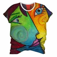 Yiwula Women Ljeto Vrhunsko ispis Skraćeno patchwork majica za bluza s majicom za žene
