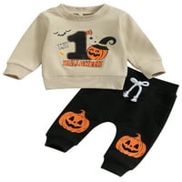 Dječji dječaci Moj 1. Halloween odijelo za bundeve dugih rukava dugih rukava i hlače padaju odjeću