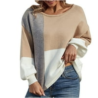 Svjetlo pad džempera za žene casual modne boje podudaranje pulover dugih rukava okrugli džemper s okruglim