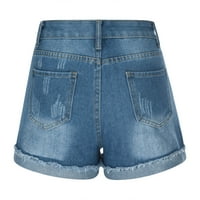 Homodles Ženske kratke kratke hlače - zupčani kratke hlače plave veličine s