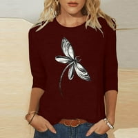 Ženski vrhovi rukava, Trendy Dressing Ležerne prilike Slatka Dragonfly Print Okrugli vrat T majice Modni