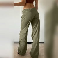 Vojske zelene nove proljeće i ljetne ženske modne sportske hlače sa niskim strukom casual džep ravno radne duge hlače