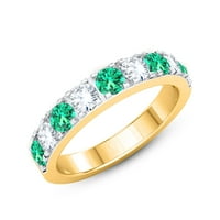 Poshadime 18K žuto pozlaćeno karat okrugli rez simulirani dijamant i simulirani smaragdni poluvremenski prsten za vječni prsten za žene, prsten veličine-11,5
