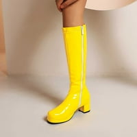 Ženske cipele sa niskim petom-visokim čizmama-božićne vodootporne čizme za žene modne zimske čizme za žene čišćenje žute boje