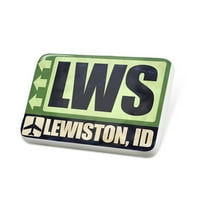 Porcelein Pin AirportCode LWS Lewiston, ID rever - Neonblond