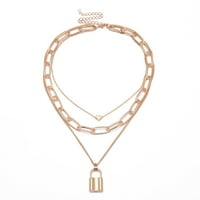 Ausyst Nacklace za žene Vintage Metal Gold Višeslojni ogrlica dame Dame nakit poklon nakit za žene u