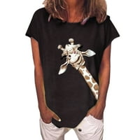 Ženska ljetna crtana žirafa Print Okrugli vrat Majica kratkih rukava
