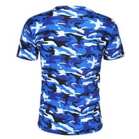 Košulje za muškarce Rukovanje Ležerne prilikom kratke mamuflažne prugaste majice Modni muški uzorak Muške bluze Muškarci Svečane majice Plava + M