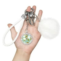 Pleteni set za ključeve D oblik Ključni prstenovi za automobile Pom Pom Carabiner Clip Lollipops bomboni Crystal Bling Key FOB za žene Djevojke Poklon