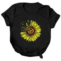 Žene vrhovi casual kratkih rukava Sunflower grafički majice za vježbanje Bluze