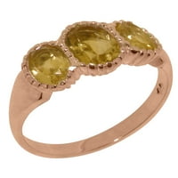 Britanska napravljena 18K ružila prirodni citrinski ženski zaručni prsten - Opcije veličine - Veličina
