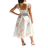 Biayxms Ženska haljina za praćku, bez rukava nisko rezani cvijet za cijepljenje ljeta Duga haljina za