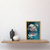 Grančica cvjeta trešnje na ples nad vodom Moderna akvarelna ploča umjetnička djela uokvirena zidna umjetnost