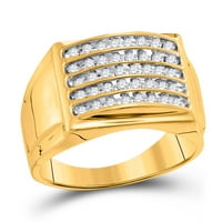 Muški čvrsti 10KT žuti zlatni okrugli dijamantni prsten CTTW Ring veličine 10