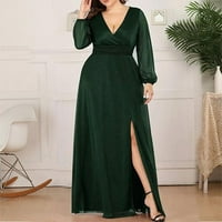 Lopecy-Sta Fashion Women Sexy Plus Veličina V izrez Dugi rukav Perspektivna cestovna haljina Dress Haljina