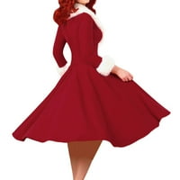 SojighXZC ženske haljine elegantne dugih rukava tanka pune boje ljetna haljina casual večernje zabave V izrez Maxi haljina crvena l