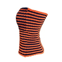 Žene Crochet Plit Crop Top Y2K Stripe Awil The Tee Majica E Girl Tube Tops Ladies bez rukava seksi comfy bluza