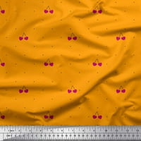 Soimoi Orange Rayon Crepe tkanina Cherry i točkica ispisana zanata tkanina od dvorišta široka