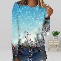 Vrhovi za ženske božićne majice Ležerne tuničke pulover s dugim rukavima svijetli sjajnu škripu Crewneck
