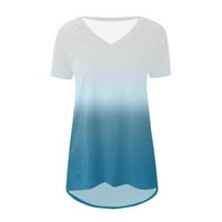Taqqpue Ženske gradijent boje Tunic Tops kratki rukav V izrez Labave majice Ljetne bluze Majice za žene