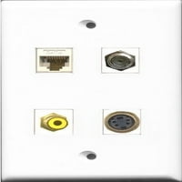 Riteav Port RCA žuta i port coa kablovska TV - F-tipa i port s-video i luka mačka Ethernet bijela zidna zidna ploča