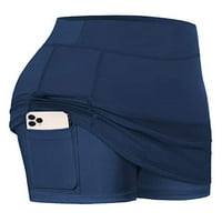 Voguele Dame Yoga kratke boje na bazi kolica s elastičnim strukom Ljetne kratke hlače Sport mini pantalone Atseletski golf Skorts tamno plave s
